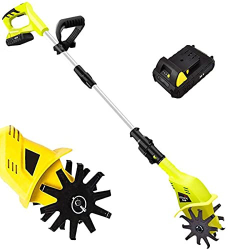 Electric Small Rotavator,Garden Tiller, 20V Electric Cordless Hand Tiller Cultivator with 5200mAh Rechargeable Lithium Battery and Charger, Portable Soil Tiller Rotavator for Gardens, Vegetable P