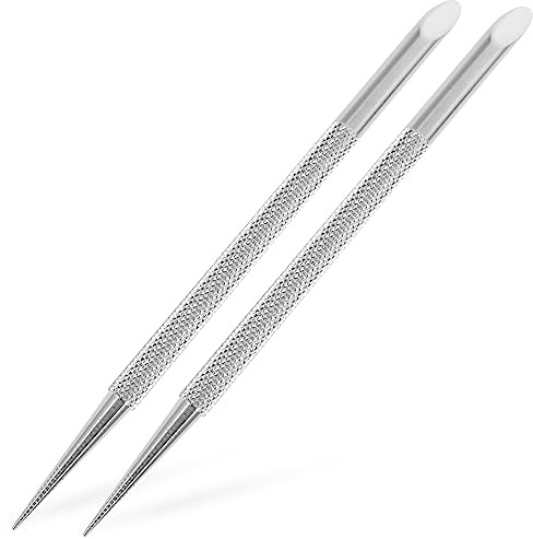 Luxshiny 2Pcs Stainless Steel Cuticle Pusher Tool Dual-End Nail Polish Remover Manicure Pedicure Nail Art Care for Fingernail Toenail