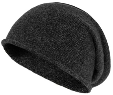 Villand 100% Kaschmir Slouchy Beanie Hut für Frauen, gestrickte Damen weiche warme Kaschmir Totenkopf-Beanies Kappe.