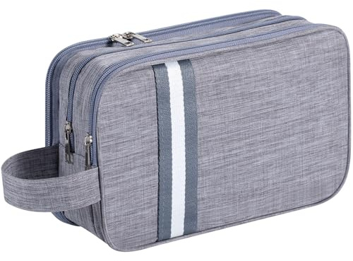 Astuccio da toilette per uomini e donne, borsa da toilette accessori da viaggio, astuccio cosmetico organizzatori, grigio, Semplice