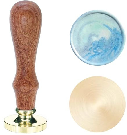 Poemluve Siegel für Wachs Blanko 25MM Rund Wachssiegel Stempel mit Holzgriff Siegelstempel für DIY, Hochzeitseinladungen, Geschenkkarten, Grußkarten (Rund Setzen 25mm)