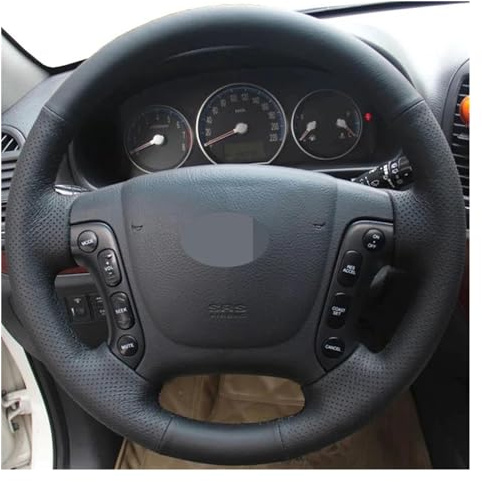 MEULE Lenkrad Abdeckung DIY Schwarz Leder Auto Lenkrad Abdeckung Für Hyundai Für Santa Für Fe 2006-2012 H-1 Für Starex 2008-2020 I800 2008-2019 Lenkradbezug (Farbe : Black Thread)