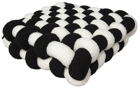 BAISHIXIONG Kissen Deko Kuschelkissen Plüsch-Knoten-Ball-Kissen Geknotetes Kissen Knot Kopfkissen Dekokissen flauschig Zierkissen geflochten für Sofa, Bett, dekorativ,Q,30×50×12CM