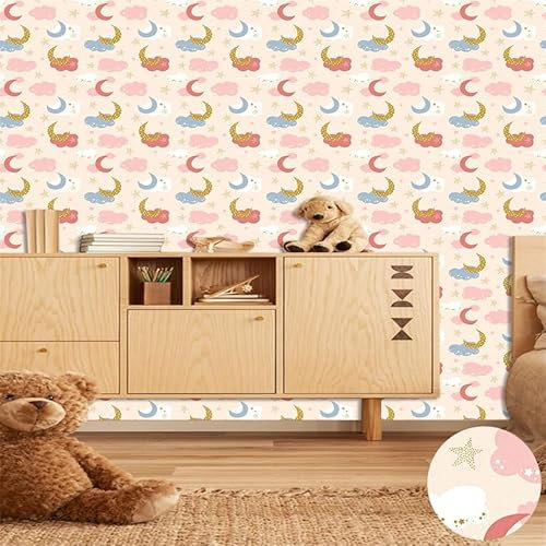 Selbstklebende Tapete Rosa Wolken Tapete Klebfolie Für Küche Schlafzimmer,Wasserfest Tapete Selbstklebend, Wandverkleidung Vinyl Diy Abnehmbar Tapeten,Statische Tapete 40X100CM*1