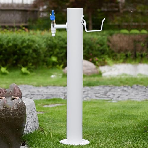 Zylindrische Vertikale Gartenwassersäule Aus Edelstahl 304 Für Den Außenbereich，dekorativer Garten-hydranten-wasserspielbrunnen，freistehender Gartenschlauchhalter Mit Vollem Kupferhahn，zur Bewässeru