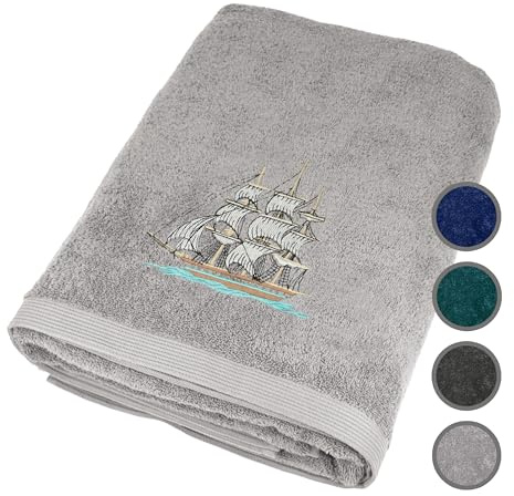 Lashuma Saunahandtuch 100x200 cm, großes XXL Badetuch in Stein Grau | 500 gsm Frottee aus 100% Baumwolle: Saunatuch, Badehandtuch, Duschtuch und Liegetuch für Sauna, Bad & Wellness