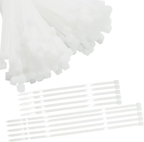 200 Pack Cable Ties Set, Pack Tie Wraps, Heavy Duty, Cable Tie, Tie Wraps for Home, Office, Garden, Assorted in Sizes 150mm, 200mm,3.6mm Zip Ties(White)