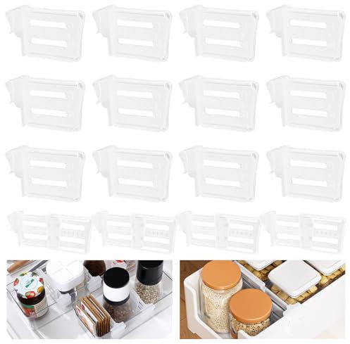 Kühlschrank Organizer - Schubladen Ordnungssystem, 16 Stuck Kühlschrank Teiler, Verstellbare Kühlschrank Organizer, Kühlschrank Seitentür Bier und Getränke Trennwand, Küchenwürze Aufbewahrungsbrett