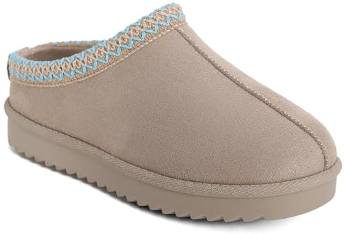 sole london LADIES WOMENS WARM FAUX FUR SLIP ON IN OUT DOOR SLIPPERS SHOES BOOTSF BEIGE 3