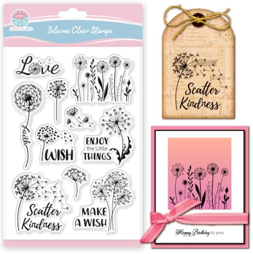 GLOBLELAND Pusteblumen Klare Stamps Zum Gestalten von Karten Frühlingsblumen Silikon Stempel Grüße Silikonstempel Siegel für DIY Scrapbooking Prägung Fotoalbum Dekoration