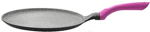 QTYQWC Allumio in Padella in Padella per Pancake Crepe, Piatto di Pizza Antiaderente in Pietra, per Torta, Bistecca, Uova Fritte perfette per la Padella per la Colazione (Colore: Nero) (Rosa)