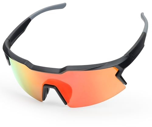 UVTQSSP TR90 Sportbrille Fahrradbrille Herren Damen, UV400 Schutz Sport Sonnenbrille, HD Ansicht ultraleicht Laufbrille für MTB Rennrad Radfahren Laufen