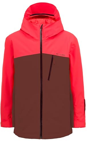 Flylow Youth Explorer Jacket - Waterproof Breathable Kids' Ski & Snowboard Coat - Amaro/Magma - Medium