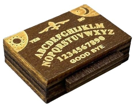 Miniatura Ouija Board, Adivinación Spirit Tool, Tiny Wooden Halloween Decor, Landscape Design, Party Supplies with Drawer, Ideal para Home, Familia, Friends, Spiritual Gatherings, Festive Fun