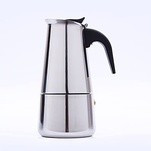 Xingfx Caffettiera per caffè espresso con fornello elettrico, 300 ml, in acciaio inox, per 6 tazze, piastra riscaldante da 500 W, con 5 livelli di temperatura, per casa, ufficio, viaggi, spina europea