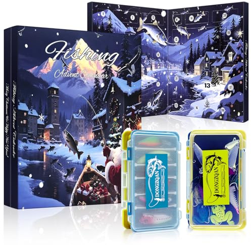 Angel Adventskalender 2026 Weihnachtskalender Für Männer, 24 Angeln Köder Set Adventskalende für Fischer