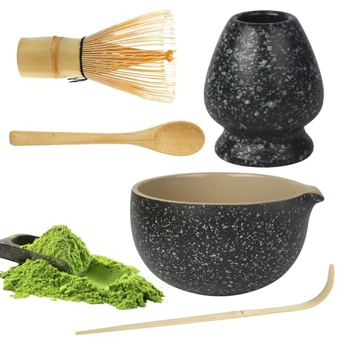 BUCOMTU Matcha-Set 5 Stück Matcha Besen Matcha-Schale, Chasen und Matcha Löffel Für den Hausgebrauch geeignet