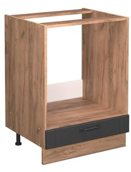 Vicco Herdumbauschrank Fame-Line, Dunkelgrau, 60 cm | MDF-Front · Ohne Arbeitsplatte · Höhenverstellbare Füße · Metallgriffe · Einfache Integration ✓