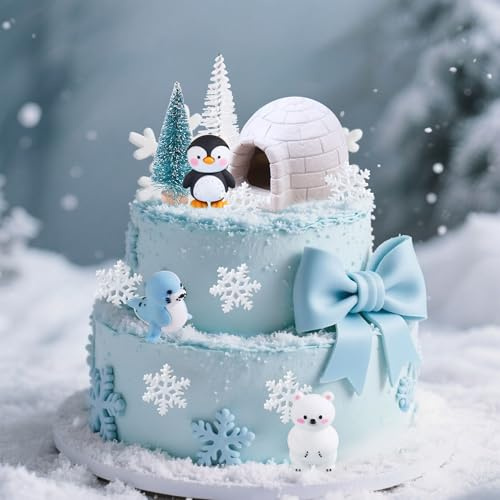 Penguin Cake Decoration Winter Wonderland Birthday Decoration Party Supply | Penguin Party Favors Frozen Birthday Cake Decoration