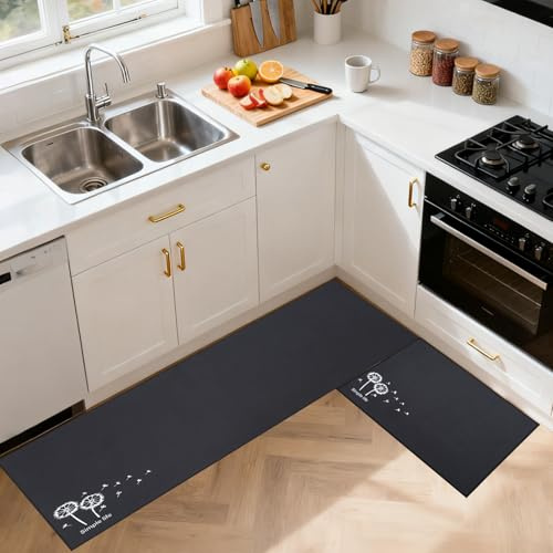 HomKuch Set de alfombras de Cocina Antideslizantes Anti Fatiga Alfombra de Pasillo de Piso Acolchada