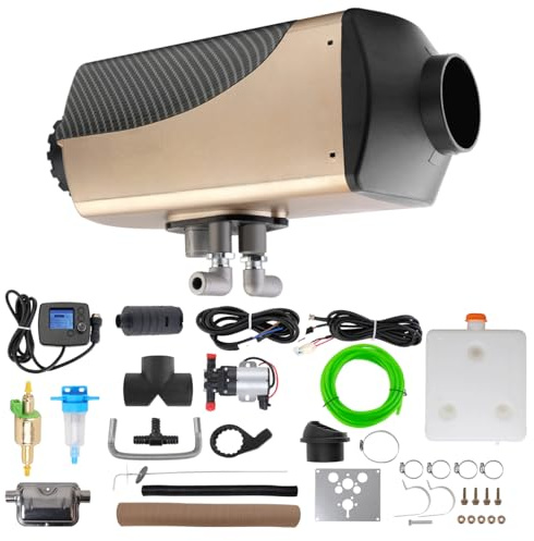 7kW Luft Dieselheizung Standheizung, 12V Standheizung Diesel, Diesel Lufterhitzer & Wasser in Einem Gerät, mit Hochlandmodus, Automatische Temperaturregelung, LCD, 9L Tank, für LKW, Boote, Wohnmobile