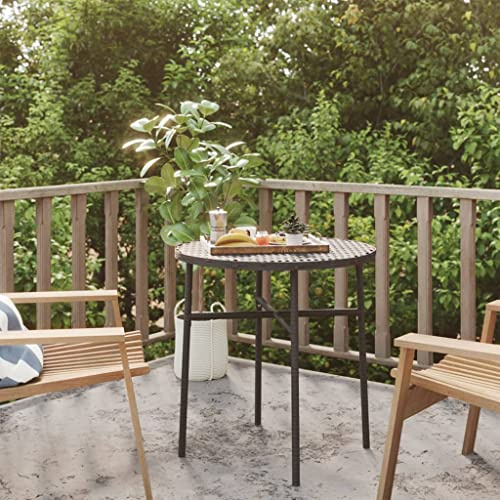 HaoChrymec Beistelltisch Schwarz aus PE-Rattan, Pulverbeschichtetes Stahlgestell, Robuste PP-Platte, Für Garten und Balkon, Loungetisch Outdoor, Kleiner Couchtisch, 45 x 45 cm