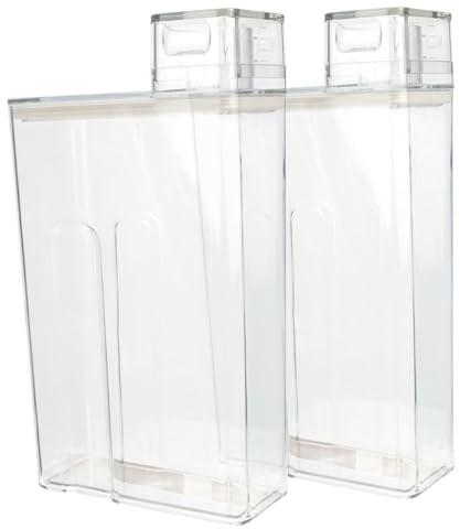 Warmhm 2 Stück Transparenter Waschmittelbehälter mit Luftdichtem Deckel Auslaufsicherer Vorratsbehälter für Flüssigwaschmittel und Pulver Praktische Aufbewahrung für Haushalt und