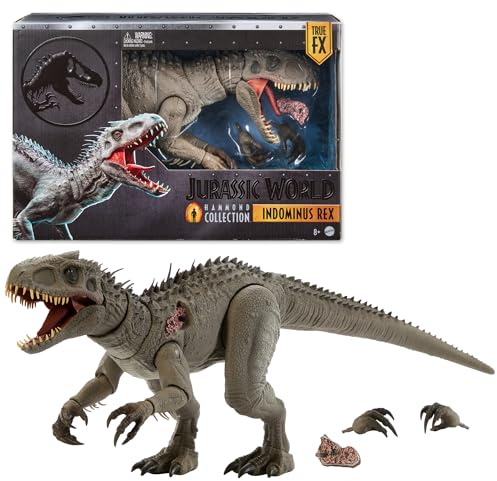 Mattel Jurassic World Hammond Collection Indominus Rex Dinosaur Figure | Deluxe Articulated Large Size Action Figure, Swappable Claws & Tracking Implant