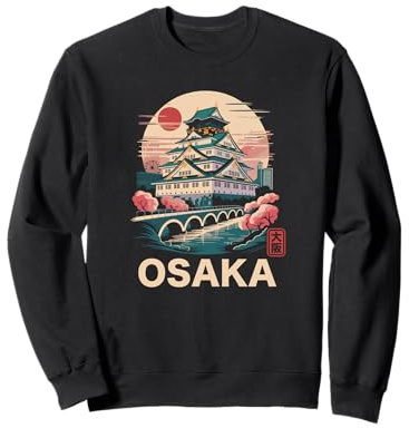 Osaka Japón Castillo Viaje Arte Vintage Osaka Kanji Souvenir Sudadera