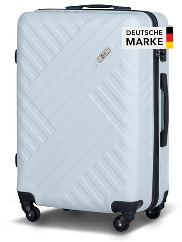 Xonic Design Reisekoffer mit Rollen– ABS Hartschalenkoffer mit 360° Leichtlauf-Rollen – hochwertige Koffer Trolleys Zahlenschloss in M, L, XL oder Set –Handgepäck Koffer, Suitcase (Pastell Iceblau, L)
