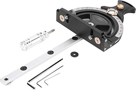 Guide d'onglet pour scie sur table 70° alliage aluminium 450x171 mm - Réglage précis 0-70° avec loupe détachable, compensation, pour menuisiers et bricoleurs