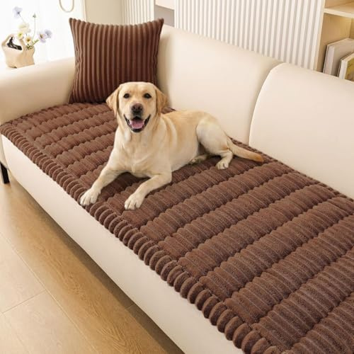 Homaxy Dicke Weiche Sofa überzug, Braun, 70 x 150 cm | Waschbare Rutschfeste Couch überzug , Sofabezüge für Hunde, Haustiere und Kinder, 2 3 Sitzer Sofaüberwürf für das Wohnzimmer