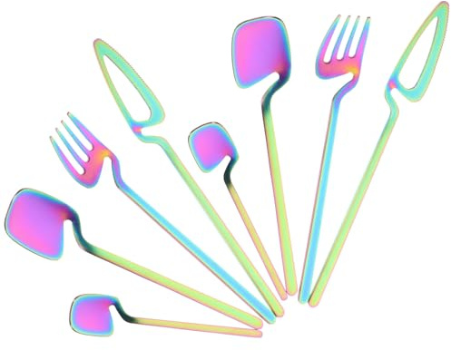 Homoyoyo Ensemble 8 Pièces Couverts Inox Suspendus Cuillères Mélanger Fourchettes Dessert Couteaux Usage Restaurant Service Buffet
