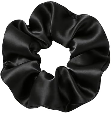 RGKGO 100% Mulberry Seiden Scrunchie fur Damen, Haargummi aus Seide, Silk Scrunchie(Schwarz)