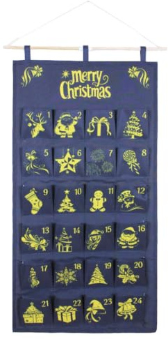 Adventskalender Har Fickor - Fyllbar 2025 Väggdekoration,Jul Förvaringsväska Vägg Nedräkningskalender,För Sovrummet Barnkammaren Barn Godis Smycken Choklad