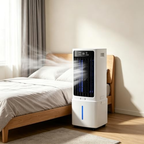 Portable Air Conditioners, Portable Air Cooler Fan, 3-in-1 Evaporative Cooling with 12L Tank & Ice Packs, 35dB Quiet, 120°Oscillation, for Home Office Bedroom, Pet-Friendly & Energy Saving