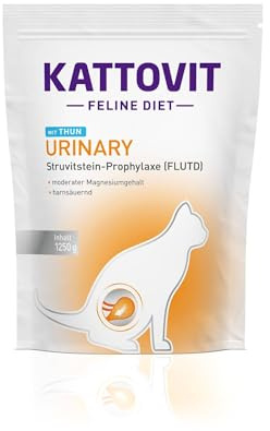 KATTOVIT - Nourriture sèche Urinary pour Chats | Croquettes pour Chats Adultes souffrant de Maladies urinaires - Aliment diététique comme Aliment Complet | 1 250 g de Thon