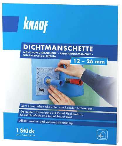 Knauf Manchon d'étanchéité pour une étanchéité durable des passages de tuyaux, pour tube de 12 à 26 mm de diamètre – Joint d'étanchéité en non-tissé résistant à l'eau et aux intempéries