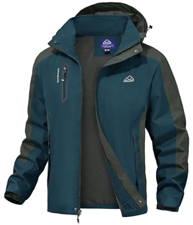 donhobo Herren Softshell Jacke Outdoor Funktionsjacke Freizeitjacke Leichte wasserdichte Winddichte Wandern Bergjacke Mantel mit Kapuze (Marine, M)
