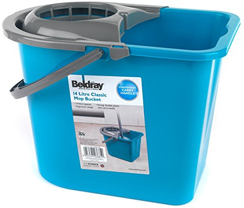 Beldray COMBO-5773A Large Mop Buckets, Pack of 7, Bucket with Convenient Carry Handle, 14 Litre Capacity, Ergonomic Design with Detachable Wringer, Strong and Durable Plastic, Turquoise