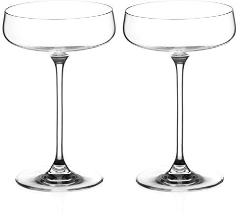 DIAMANTE Champagne Cocktail Saucers Pair - ‘Auris’ Collection Undecorated Crystal - Set of 2