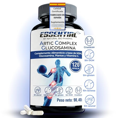 Glucosamina + MSM + Cúrcuma y Boswellia Potente Antiinflamatorio Natural que Reduce el Dolor Muscular y Articulaciones. Protector y Regenerador de Articulaciones Actic Complex 120 Cap