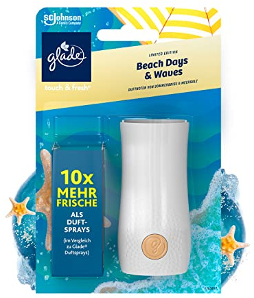 Glade Touch & Fresh (Brise One Touch) Halter inkl. 1 Nachfüller, Lufterfrischer Minispray, Beach Days & Waves, 1er Pack (10 ml)