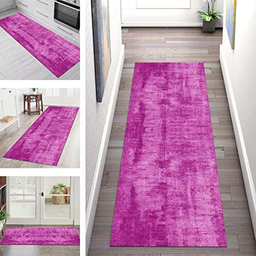 Teppich Läufer Flur Küche rutschfest Waschbar Korridor Teppichmatten 50X180CM Küchenteppich Rosa Küchenläufer Modern Asbtrakt Teppichläufer Lang Schlafzimmer Meterware Eingang Wohnzimmer Flurläufer