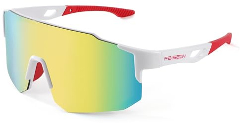 FEISEDY Sport Sonnenbrille Herren Damen Fahrradbrille Radbrille Verspiegelt Sportbrille für MTB Rennrad Radfahren Biking Laufen Enduro mit UV400 Schutz B2388