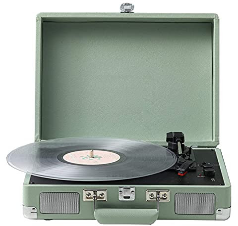 ROLTIN Giradischi, Giradischi Portatile per Valigia con Altoparlante Stereo, Giradischi per Valigia in Vinile con Trasmissione a Cinghia a 3 velocità
