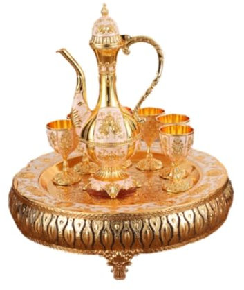 FLCPJGV Türkische Kaffeekanne Set für Wasser Und Tee Service Set für Esszimmer Und Schlafzimmer, Rosa