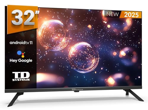 TD Systems - Smart TV 32 Pulgadas HDR sin Marcos, Android 11, Control por Voz, televisión TDT 2025. Televisor con 3 años de Garantia - PRIME32K20GLE