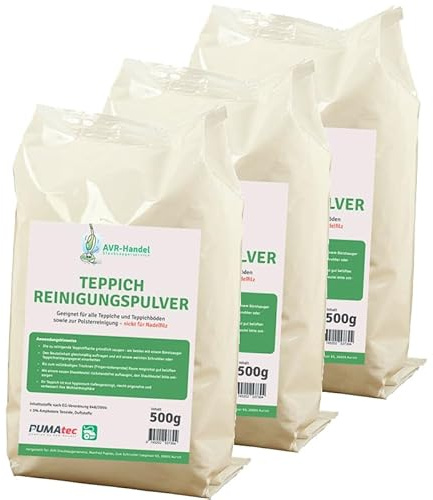 Teppich Reinigungspulver – Pulverreiniger für Teppiche, Teppichböden & Polster – schonende Trockenreinigung (1,5 Kg)