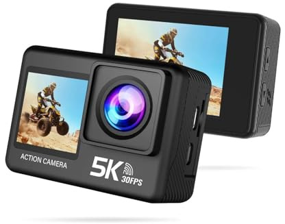 Macchina fotografica di azione 5K 4K60FPS Touch screen da 2,0 pollici Wi-Fi 170 ° Grandangolo 30M Casco impermeabile Registrazione video Telecamere sportive(With 64G Card)